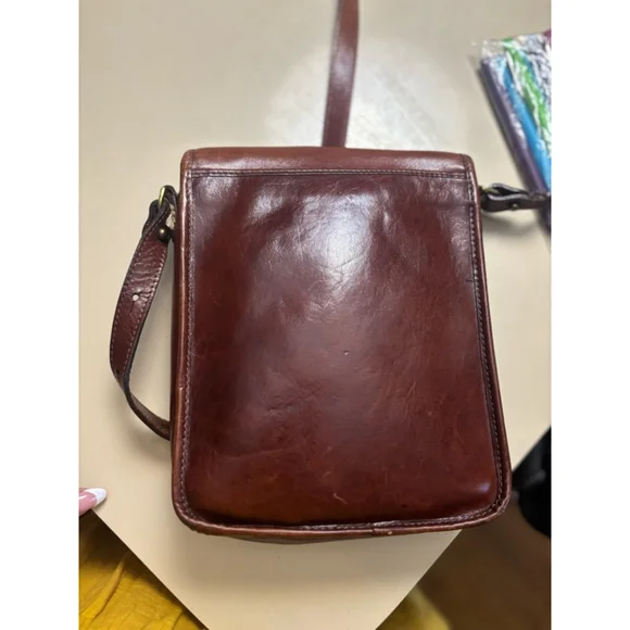 Vintage Brahmin Brown Leather Crossbody Bag Small - Picture 2 of 6